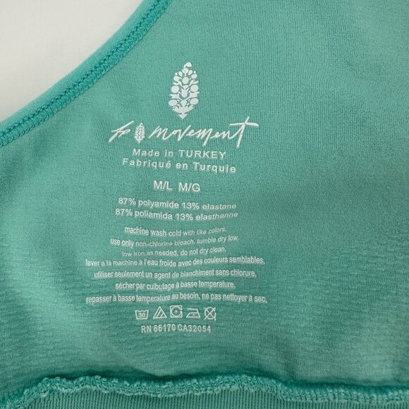 Free People Movement Mint Racerback Sports Crop Top M/L Made In Turkey - Picture 5 of 7